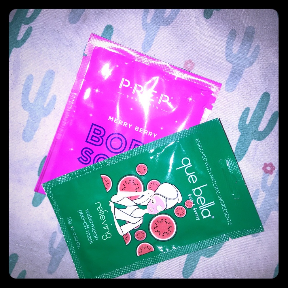 Prep your skin body scrub,que Bella peel off mask